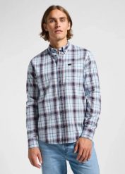 LEE MĘSKA KOSZULA LEE LEE BUTTON DOWN AURORA SEPIA PLAID 112363687. Brązowe koszule męskie Lee, m, bez wzorów, z bawełny, klasyczne, bez kołnierzyka, bez ramiączek. W wyprzedaży za 99.99 zł.