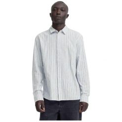Koszula w paski z długim rękawem Blend Aban. Niebieskie koszule męskie DR BLEND, s, bez wzorów, z materiału, eleganckie, bez kołnierzyka, bez ramiączek. Za 246.50 zł.