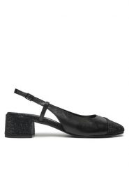 Tory Burch Sandały Cap-Toe Pave Singback Pump 160256 Czarny. Czarne sandały damskie Tory Burch, bez wzorów, ze skóry, bez obcasa, na słupku, bez zapięcia. Za 1,289.00 zł.