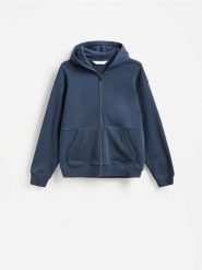 Bawełniana bluza z kapturem - granatowy. Niebieskie bluzy męskie Reserved, l, bez wzorów, z bawełny, z kapturem. Za 139.99 zł.