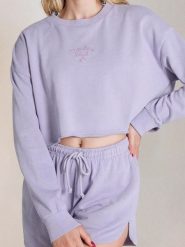 Bluza z haftem - fioletowy. Fioletowe bluzy damskie Sinsay, l, bez wzorów, bez kaptura. W wyprzedaży za 24.99 zł.