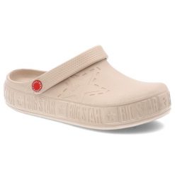 Beżowe Klapki Big Star Stylowe Obuwie Damskie. Brązowe klapki damskie Big Star, bez wzorów, eleganckie, bez obcasa. Za 79.99 zł.