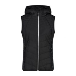 Damska kurtka bez rękawów z kapturem CMP. Czarne kurtki damskie CMP, bez wzorów, z puchu, z kapturem. W wyprzedaży za 297.85 zł.