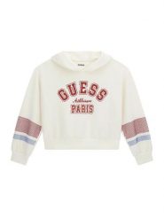 Guess Bluza J6RQ11 KCAY2 Écru Regular Fit. Białe bluzy dla dziewczynek Guess, z aplikacjami, z syntetyku, bez ramiączek, bez kaptura. Za 255.99 zł.
