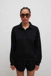 Bluza damska z kołnierzem w kolorze TOTALLY BLACK - EXPLORE-M/L. Czarne bluzy sportowe damskie Marsala, l, bez wzorów, z bawełny, bez kaptura. Za 339.90 zł.