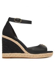 Tommy Hilfiger Espadryle Plate High Wedge Espad FW0FW09517 Czarny. Czarne sandały damskie Tommy Hilfiger, bez wzorów, ze skóry, bez obcasa, bez zapięcia. Za 449.99 zł.
