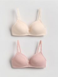 Modulowany biustonosz 2 pack - pastelowy róż. Czerwone biustonosze Reserved, bez wzorów, z dzianiny. Za 89.99 zł.