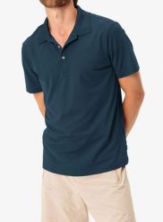 Koszulka polo męska Vaude Essential Polo Shirt. Niebieskie koszulki polo męskie Vaude, na lato, l, bez wzorów, z materiału, eleganckie, bez ramiączek. Za 280.60 zł.