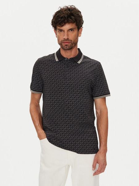 Michael Kors Polo CS550V85KS Czarny Regular Fit. Czarne koszulki polo męskie Michael Kors, m, bez wzorów, z bawełny, bez ramiączek. Za 259.99 zł.