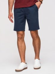 Szorty męskie strukturalne REGULAR FIT - granatowe V3 - Rozmiar: XXL. Niebieskie szorty męskie Ombre Clothing, na lato, m, bez wzorów, z dzianiny, wakacyjne. Za 149.99 zł.