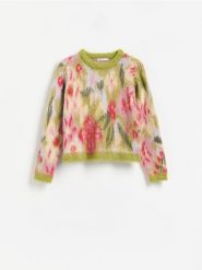 Sweter z domieszką wełny - zielony. Zielone swetry damskie Reserved, l, bez wzorów, z dzianiny, bez kołnierzyka, bez ramiączek, bez kaptura. Za 159.99 zł.