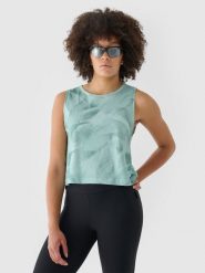 4F Crop top regular gładki damski - multikolor S. Koszulki sportowe damskie 4f, s, bez wzorów, z bawełny, bez kołnierzyka, bez ramiączek. W wyprzedaży za 29.99 zł.