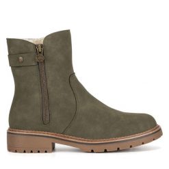 Botki Go Soft. Brązowe botki damskie GO SOFT, bez obcasa, na płaskiej podeszwie, bez zapięcia. Za 199.99 zł.
