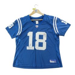 Second life - Koszulka damska NFL Indianapolis Colts - Stan dobry. Niebieskie koszulki sportowe damskie NFL, l, bez wzorów, z materiału, bez kołnierzyka, bez ramiączek, do piłki nożnej. Za 85.16 zł.
