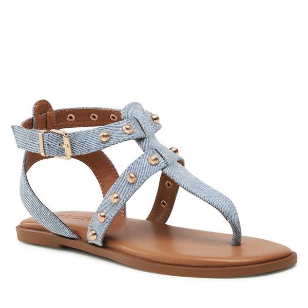 Sandały Inuovo. Niebieskie klapki damskie Inuovo, bez wzorów, bez obcasa, na płaskiej podeszwie, bez zapięcia. Za 249.99 zł.