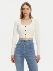 Elisabetta Franchi Kardigan MK53S51E2 Écru Regular Fit. Kardigany damskie Elisabetta Franchi, s, bez wzorów, z wiskozy, bez kołnierzyka, bez ramiączek, bez kaptura. Za 669.99 zł.