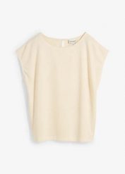 Koszulka oversize w optyce dzianiny. Brązowe bluzki damskie bonprix, bez wzorów, z dzianiny, bez kołnierzyka, bez ramiączek. Za 59.99 zł.
