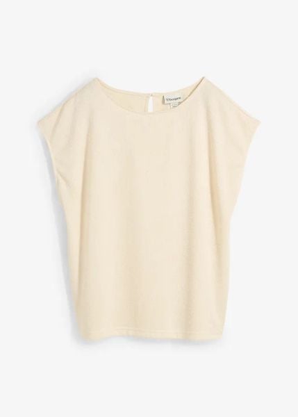 Koszulka oversize w optyce dzianiny. Brązowe bluzki damskie bonprix, bez wzorów, z dzianiny, bez kołnierzyka. Za 59.99 zł.