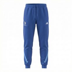 Spodnie treningowe Francja TVL 2026/27. Niebieskie krótkie spodenki sportowe męskie Adidas, s, bez wzorów, z dresówki, na fitness i siłownię. Za 344.50 zł.