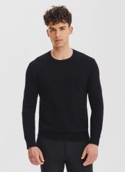 PAKO LORENTE - Sweter męski w kolorze czarnym. Czarne swetry przez głowę męskie Pako Lorente, na jesień, m, bez wzorów, z bawełny, bez kołnierzyka. Za 249.99 zł.