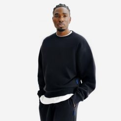 Bluza okrągły dekolt męska Elementals. Czarne bluzy męskie Decathlon, m, bez wzorów, z bawełny, bez kaptura. W wyprzedaży za 129.99 zł.