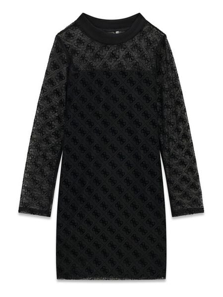 Guess Sukienka codzienna J6YK04 K3957 Czarny Regular Fit. Czarne sukienki dla dziewczynek Guess, z aplikacjami, bez ramiączek. Za 284.99 zł.