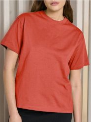 Koszulka basic - koralowy. Pomarańczowe t-shirty damskie Sinsay, l, bez wzorów, bez kołnierzyka. W wyprzedaży za 8.99 zł.
