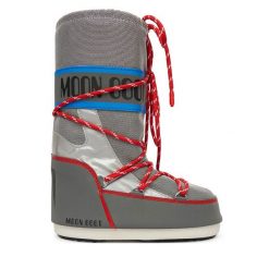 Śniegowce Moon Boot. Szare buty zimowe chłopięce Moon Boot, bez wzorów, bez zapięcia. Za 919.00 zł.