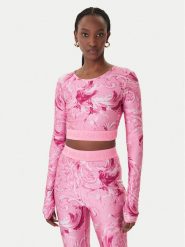 Versace Jeans Couture Bluzka 80HAH218 JS532 Niebieski Slim Fit. Niebieskie bluzki damskie Versace Jeans Couture, bez wzorów, z jeansu, bez kołnierzyka, bez ramiączek. Za 859.99 zł.