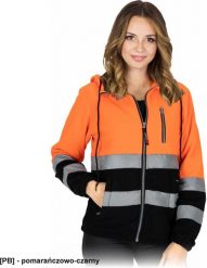 Reis - Bluza ochronna damska stójka zapięcie zamek błyskawiczny 3 kieszenie pasy odblaskowe 290 g/m2 pomarańczowo-czarny M. Brązowe bluzy damskie Reis, m, bez wzorów, bez kaptura. Za 77.22 zł.
