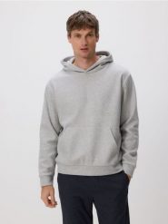 Bluza kangurka z kapturem - ciemnoszary. Szare bluzy męskie Reserved, l, bez wzorów, z dzianiny, z kapturem. Za 149.99 zł.