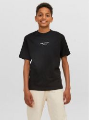 Jack & Jones Junior T-Shirt Vesterbro 12242827 Czarny Loose Fit. Czarne t-shirty dla chłopców Jack & Jones Junior, bez wzorów, z bawełny, bez ramiączek. Za 49.99 zł.