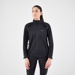 Kurtka do biegania damska Kiprun Run 900 Warm Regul. Czarne kurtki sportowe damskie KIPRUN, l, bez wzorów, z materiału, bez kaptura, do biegania. Za 299.99 zł.
