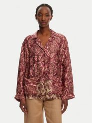 ViCOLO Koszula TD0378 Bordowy Relaxed Fit. Czerwone bluzki damskie ViCOLO, l, bez wzorów, z wiskozy, bez kołnierzyka, bez ramiączek. Za 379.99 zł.