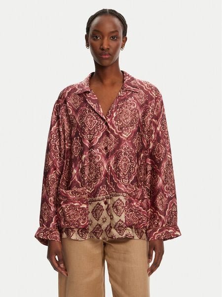 ViCOLO Koszula TD0378 Bordowy Relaxed Fit. Czerwone bluzki damskie ViCOLO, s, bez wzorów, z wiskozy, bez kołnierzyka, bez ramiączek. Za 379.99 zł.