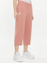 Under Armour Spodnie dresowe Ua Rival Terry Crop Wide Leg 1382737-696 Różowy Loose Fit. Czerwone spodnie dresowe damskie Under Armour, s, bez wzorów, z bawełny, na fitness i siłownię. Za 109.99 zł.