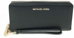 Michael Kors Portfel Damski Michael Kors 35T7GTVE7LBCK Skórzany Czarny 21 cm. Czarne portfele damskie Michael Kors, bez wzorów. Za 392.06 zł.