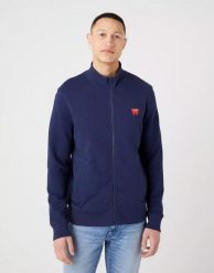 WRANGLER FUNNEL MĘSKA BLUZA LOGO NECK ZIP NAVY W663HA114 112320251. Niebieskie bluzy męskie Wrangler, m, bez wzorów, bez kaptura. Za 189.99 zł.