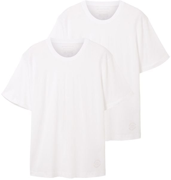 Męska Koszulka Tom Tailor Doublepack Crewneck Tee White 1037741 20000. Białe t-shirty męskie Tom Tailor, m, bez wzorów, bez kołnierzyka. Za 89.99 zł.