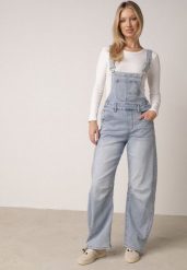 Niebieskie Jeansy Ogrodniczki z Bawełną o Kroju Balloon Rivaras. Niebieskie jeansy damskie Born2be, z podwyższonym stanem. Za 179.99 zł.