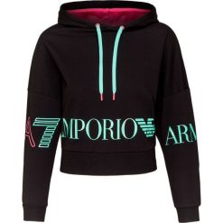 Bluza EA7 EMPORIO ARMANI. Białe bluzy damskie EA7 Emporio Armani, bez wzorów, z bawełny, z kapturem. W wyprzedaży za 294.00 zł.