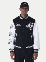 New Era Kurtka bomber Essential Black Varsity 60596264 Czarny Regular Fit. Czarne kurtki męskie New Era, m, bez wzorów, z wełny, bez kaptura. Za 809.99 zł.