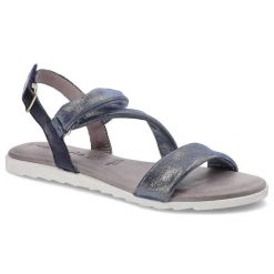 Niebieskie Sandały Tamaris Damskie Wygodne Buty. Niebieskie sandały damskie Tamaris, bez wzorów, ze skóry, bez obcasa, bez zapięcia. Za 149.00 zł.