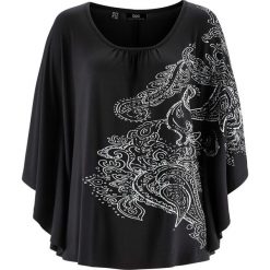 Shirt z rękawami kimonowymi bonprix czarny z nadrukiem. Bluzki damskie bonprix. Za 59.99 zł.