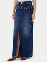 Guess Spódnica jeansowa W5YD63 D5QP3 Niebieski Regular Fit. Niebieskie spódnice damskie Guess, z aplikacjami, z bawełny. Za 367.00 zł.