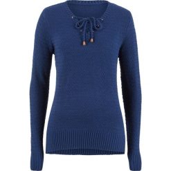 Sweter ze sznurowaniem bonprix kobaltowy. Swetry damskie marki bonprix. Za 79.99 zł.