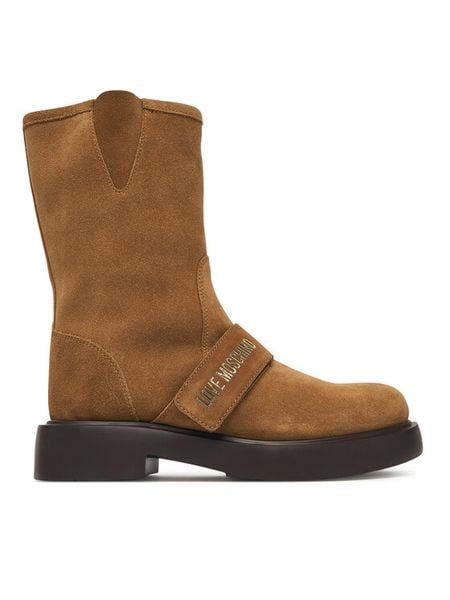 LOVE MOSCHINO Botki JA24064G1PIG0210 Brązowy. Brązowe botki damskie Love Moschino, bez obcasa, na płaskiej podeszwie, bez zapięcia. Za 1,299.00 zł.