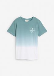 Bawełniany T-shirt. Niebieskie koszule dla chłopców bonprix, bez wzorów, z bawełny, bez kołnierzyka, bez ramiączek. Za 52.99 zł.