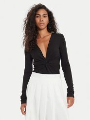 TWINSET Body 241TE2131 Czarny Slim Fit. Czarne bluzki damskie Twinset, bez wzorów, z wiskozy, bez kołnierzyka, bez ramiączek. Za 579.99 zł.
