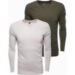 Zestaw longsleeve męski V-NECK - mix 2-pak V5 Z41 - XXL. Brązowe bluzki z długim rękawem męskie Ombre Clothing, m, bez wzorów, z bawełny, klasyczne, bez kołnierzyka. Za 71.99 zł.